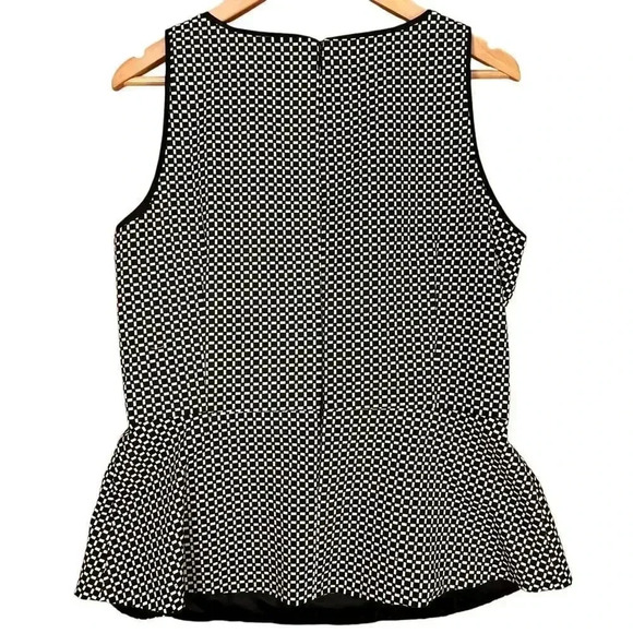 White House Black Market Women's Black White Check Sleeveless Chic Blouse 12 - Picture 3 of 5